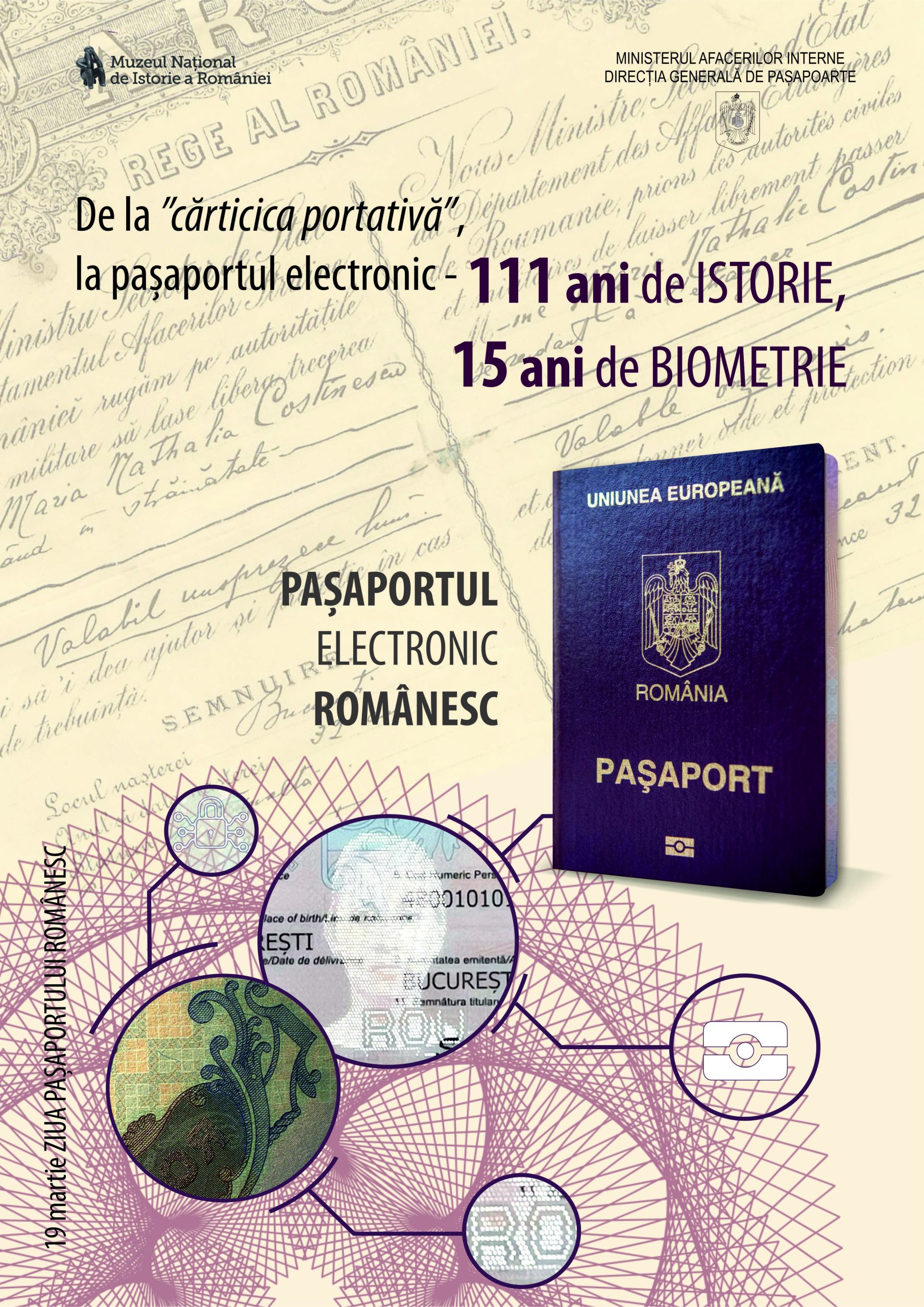 De la ,,cărticica portativă”, la pașaportul electronic, expoziție temporară dedicată pașaportului românesc, la MNIR